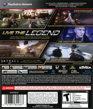 007 Legends (USA) (En,Fr) (v1.01) (Disc) (Update) box cover back